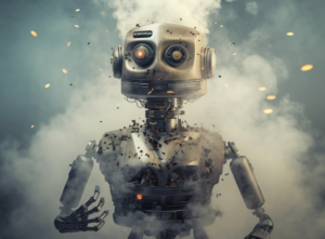 overwhelmed chatbot, an AI created image